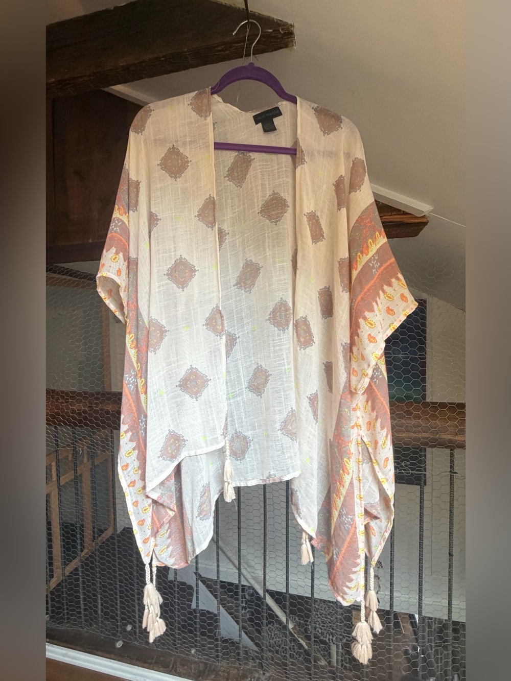 Steve Madden Cream and Rose  Lightweight Kimono